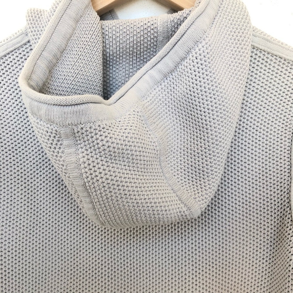 Vince Men’s Textured Cotton Grey Pullover Hoodie - Picture 7 of 8